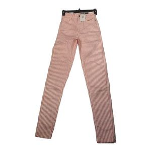 Super High Waisted Stretchy Skinny Jeans in Pink Skinny Size Zero